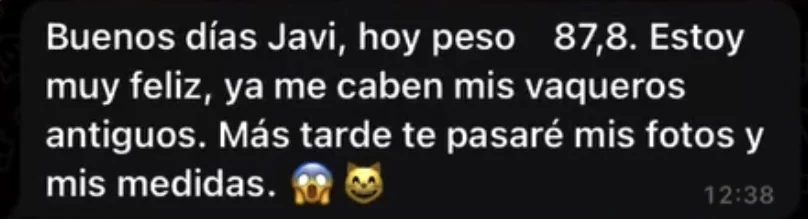 Mensaje real de WhatsApp sobre volver a usar unos vaqueros antiguos